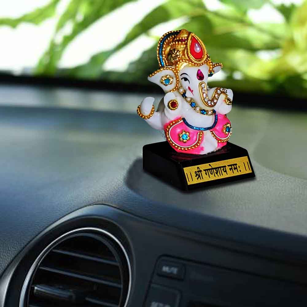 Marble Finish Multicolor Ganesha Statue